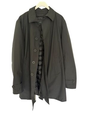 HERNO Laminar Men's Black Button-Up Overcoat Jacket with Removable Down liner